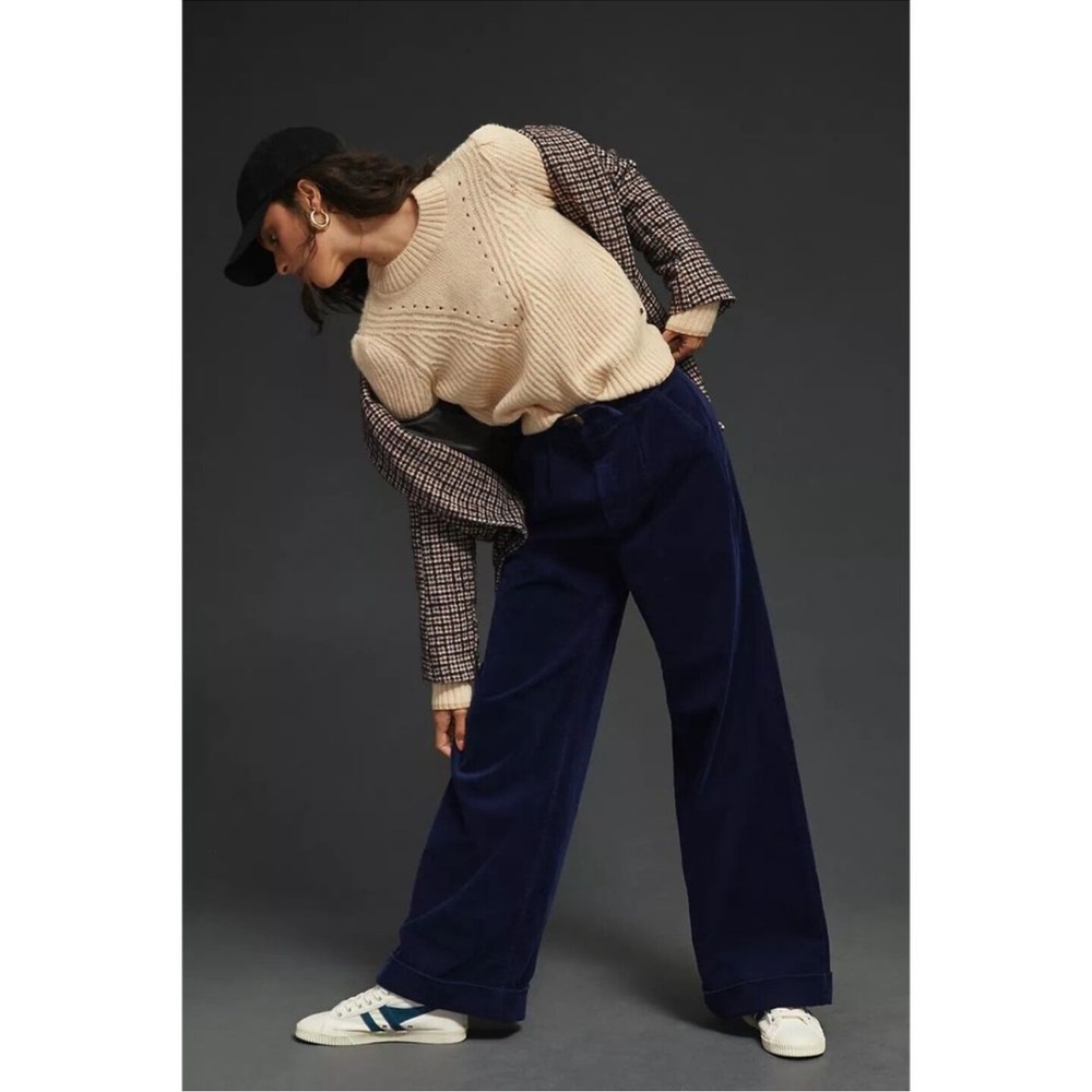 MOTHER brand navy corduroys Big League Prep Cuff w/ wide leg high waist NEW NWT